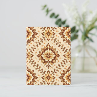 Brown vintage shabby pattern postcard