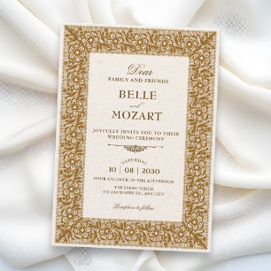 Brown vintage wedding invitation