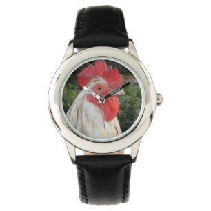 Brown visage de coq blanc, Montre en cuir pour enf