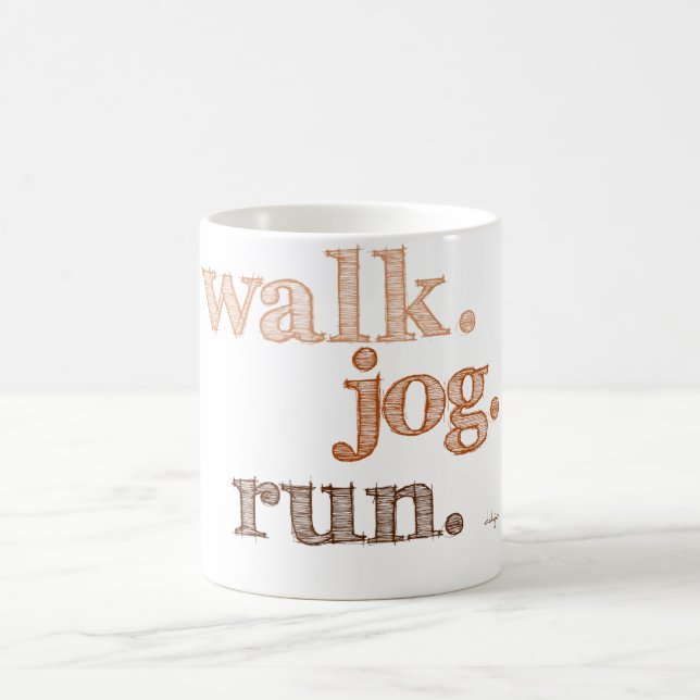BROWN WALK JOG RUN (font SHADED) Coffee Mug (Center)