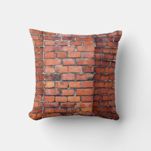 Brown wall brick throw pillow