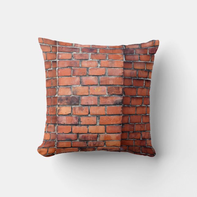Brown wall brick throw pillow (Front)