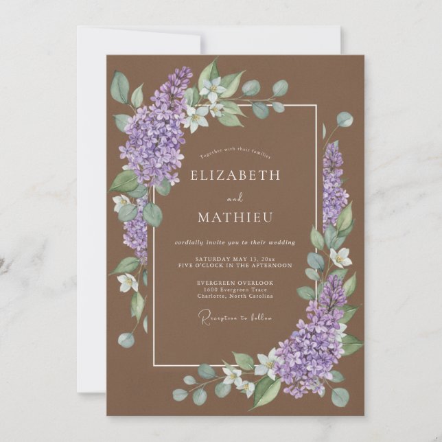 Brown Warm Spring Wedding Invitation (Front)