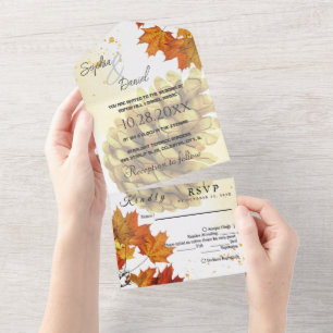 Brown Watercolor Autumn All In One Invitation