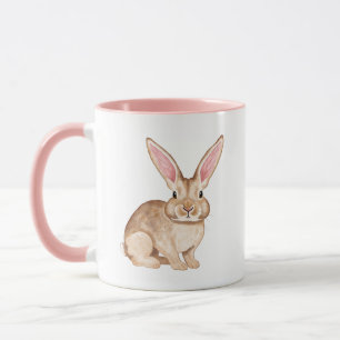 Brown Watercolor Bunny With Large Ears Cute Easter Mug