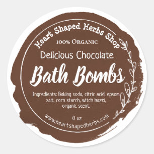 Brown Watercolor Paint Chocolate Bath Bomb Classic Round Sticker