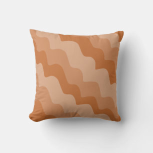 Brown wavy ocean waves gradient throw pillow