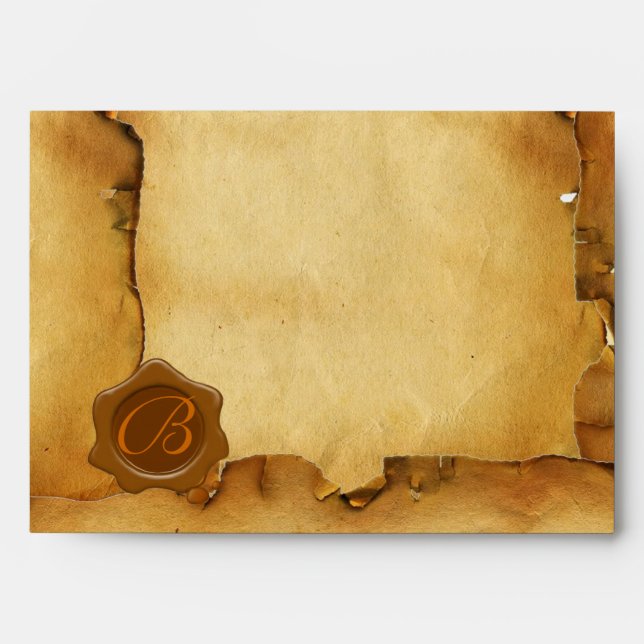 BROWN WAX SEAL MONOGRAM PARCHMENT ENVELOPES (Front)