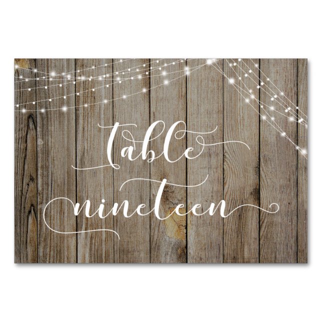 Brown Weathered Wood & Lights Table Nineteen Card (Front)