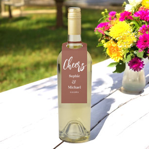 Brown Wedding Cheers Terracotta Bottle Tag