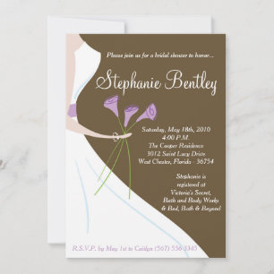 Brown Wedding Dress Bridal Shower Invitation