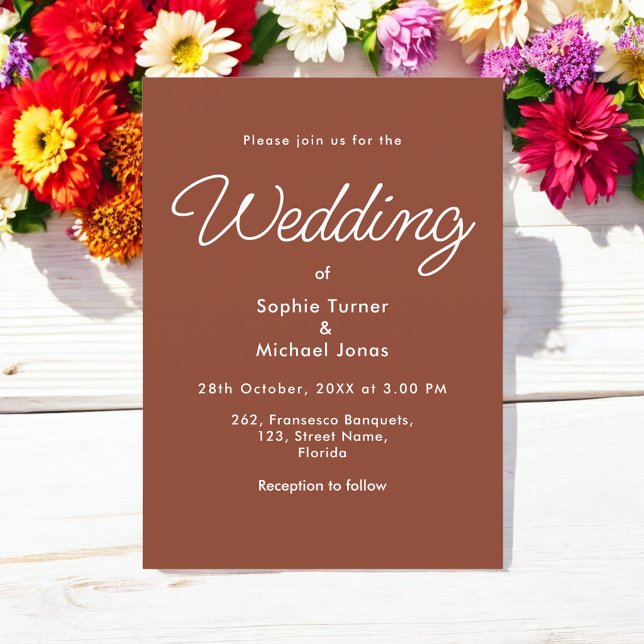 Brown Wedding Terracotta Minimalist Invitation (Creator Uploaded)