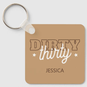 Brown Western Dirty Thirty 30th Birthday Party Keychain