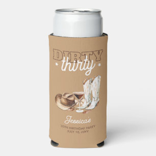 Brown Western Dirty Thirty 30th Birthday Party Seltzer Can Cooler