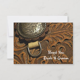 Brown Western Saddle Country Wedding Thank You Card
