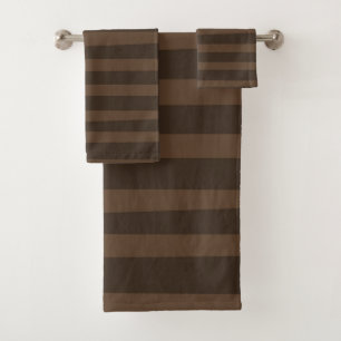 Brown Whimsical Stripes Rustic Modern Minimal Bath Towel Set
