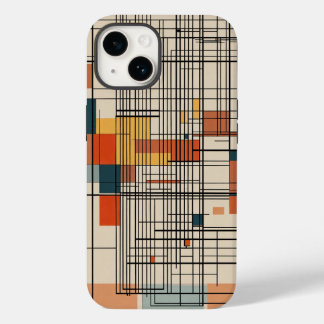 brown white and black blue small lines Case-Mate iPhone 14 case