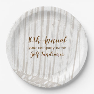 Brown & White Antique Vintage Golf Clubs Paper Plate