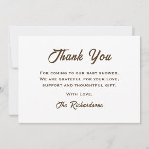 Brown White Baby Shower Coffee A Baby Is Brewing Thank You Card