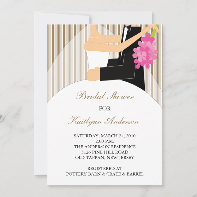 Brown & White Bride Bridal Shower Invitation (Front)