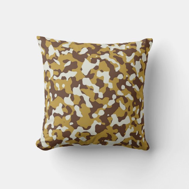 Brown White Camouflage Pillow (Front)