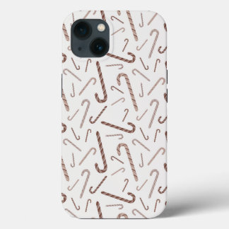 Brown & White Candy Cane Pattern iPhone 13 Case