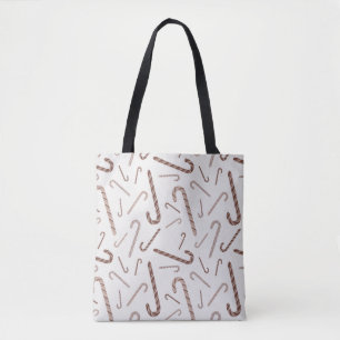 Brown & White Candy Cane Pattern Tote Bag