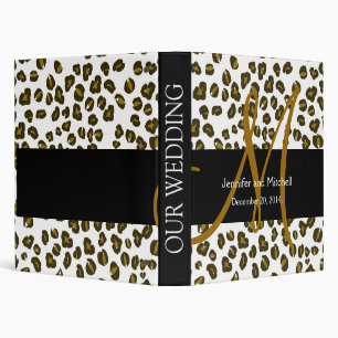 Brown White Cheetah Print Wedding Planner Binder
