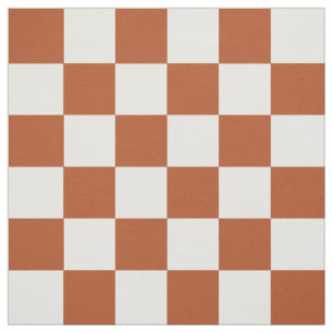 Brown White Chequered Check Pattern Fabric