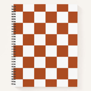 Brown White Chequered Check Pattern Notebook