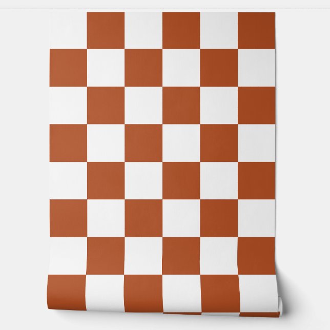 Brown White Chequered Check Wall Decor (Unrolling)
