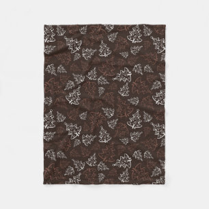 Brown & White Christmas Tree Pattern Fleece Blanket