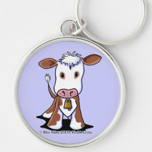 Brown & White Cow Keychain