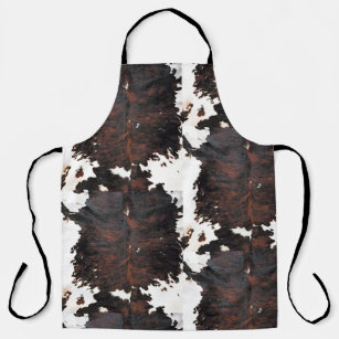 brown , white cow print  All-Over Print Apron