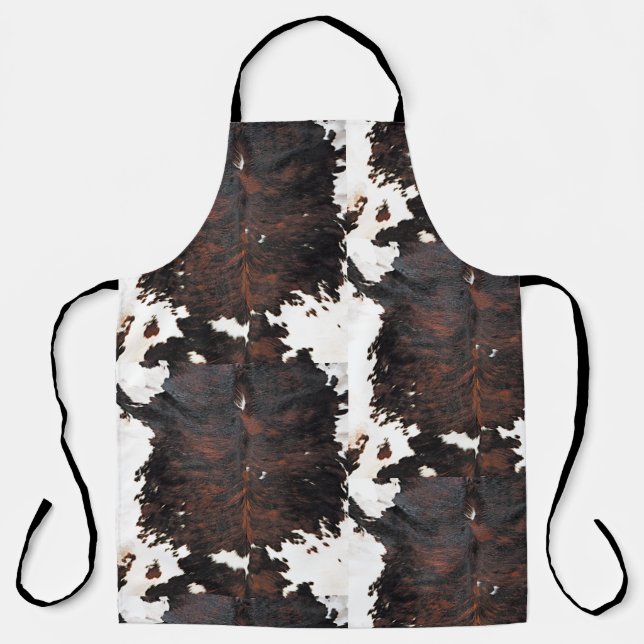 brown , white cow print  All-Over Print Apron (Front)