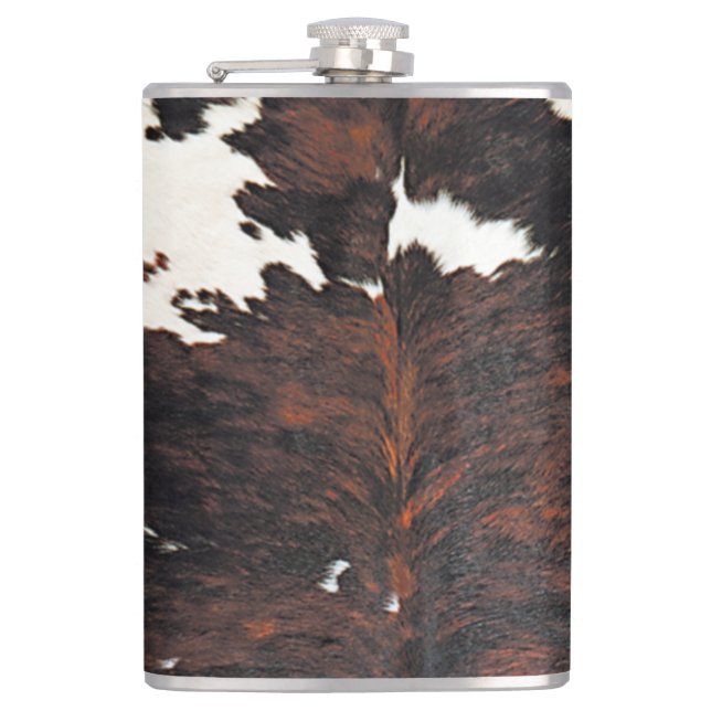Brown & White Cow Print flask (Front)