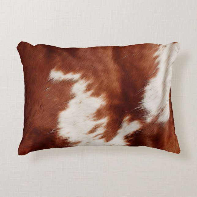 Brown White Cowhide Accent Pillow (Front)