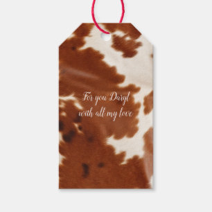 Brown White Cowhide Gift Tags