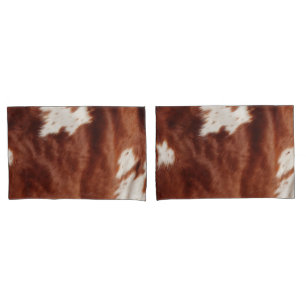 Brown White Cowhide Pillowcase