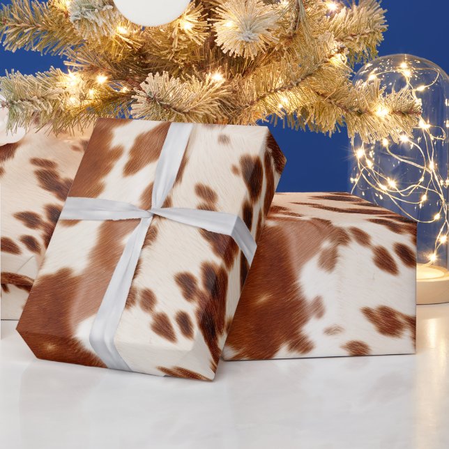 Brown White Cowhide Wrapping Paper (Holidays)