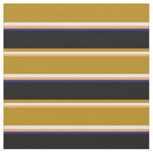 Brown, White, Dark Goldenrod, Black, Midnight Blue Fabric