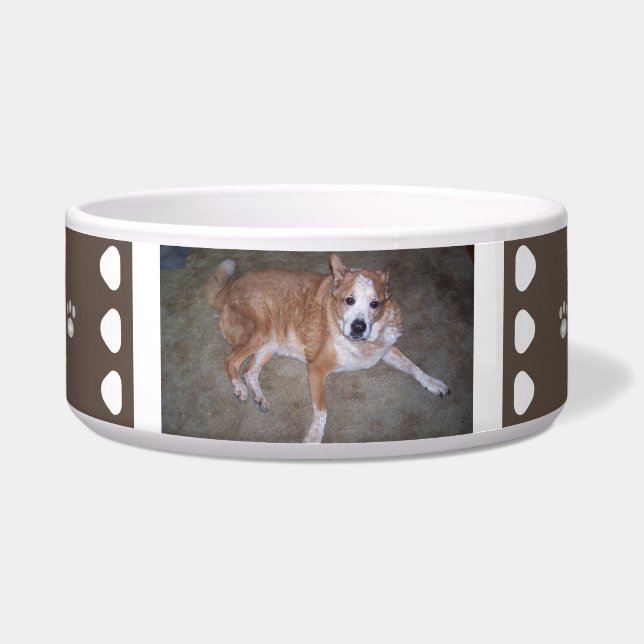 Brown White Dog Photo and Name Paw Prints (Front)
