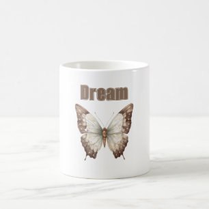 Brown White Dream Butterfly Coffee Mug