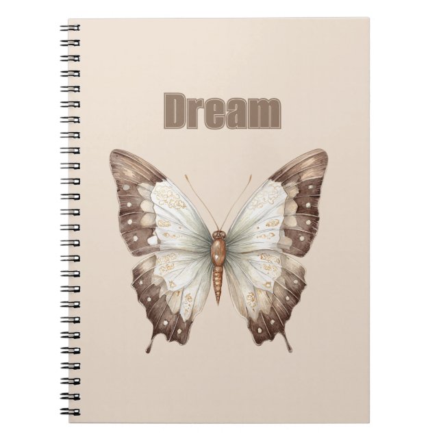 Brown White Dream Butterfly Notebook (Front)