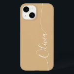 Brown White Elegant Calligraphy Script Name Case-Mate iPhone 14 Case<br><div class="desc">Brown Elegant White Calligraphy Script Custom Personalized Name iPhone 14 Smart Phone Cases features a modern and trendy simple and stylish design with your personalized name in elegant hand written calligraphy script typography on a brown background. Designed by ©Evco Studio www.zazzle.com/store/evcostudio</div>
