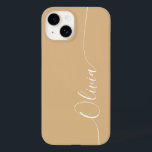 Brown White Elegant Calligraphy Script Name Case-Mate iPhone 14 Case<br><div class="desc">Brown Elegant White Calligraphy Script Custom Personalized Name iPhone 14 Smart Phone Cases features a modern and trendy simple and stylish design with your personalized name in elegant hand written calligraphy script typography on a brown background. Designed by ©Evco Studio www.zazzle.com/store/evcostudio</div>