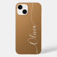 Brown White Elegant Calligraphy Script Name