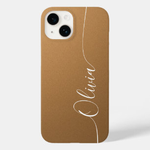 Brown White Elegant Calligraphy Script Name Case-Mate iPhone 14 Case
