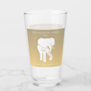 Brown White Elephant Gift Exchange Custom Text Glass