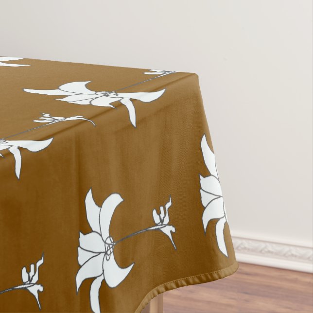Brown White Floral Tablecloth (In Situ)